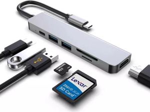 USB C Hub 6 in 1 Adapter HDMI 4K USB 3.0 Micro SD für TV Macbook Laptop Samsung