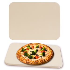 Mucola Pizzastein rechteckig für Backofen und Gasgrill aus Cordierit 30x38 cm Brotbackstein Pizza Stone für knusprigen Boden