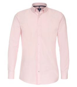 REDMOND Casual Herren Freizeithemd Langarm Button-Down-Kragen Variomanschette Regular Fit Baumwolle Oxford uni Rosa Größe XL