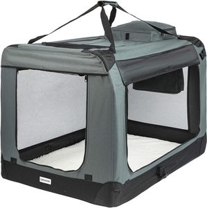 ONVAYA® Faltbare Transportbox für Hunde & Katzen | XXL | Faltbare Hundebox oder Katzenbox für Auto & Zuhause | Farbe grau schwarz
