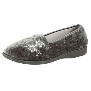 Zedzzz dámske vyšívané papuče Jenny DF1318 (6 UK/39,5 EU) (Grey)