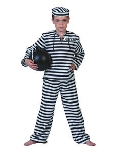 Sträfling Kostüm für Jungen - Schwarz Weiß |  Kinderkostüm Gefangener Größe: 116