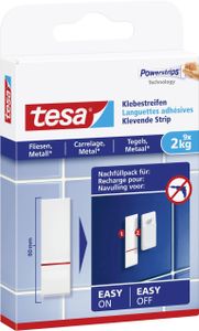 tesa Powerstrips Klebestreifen für Fliesen und Metall bis 2 kg (9 Stück)