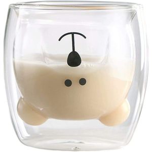 300ml doppelwandiges Glas Niedliche Bären Becher Niedliche Bären-Teetasse Transparent