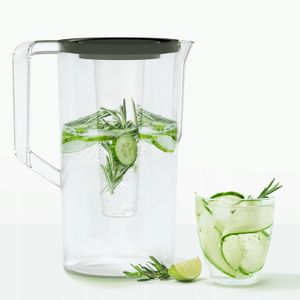 Wessper Wasserkaraffe 2,5 Liter Mit Kühlung Eiseinsatz | Transparente 100% BPA-frei Wasserkaraffe Mit Deckel | Karaffe Für Eistee, Limonade, Wasser Für Die Ganze Familie