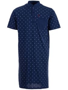Herren Nachthemd Kurzarm Schlafanzug Pyjamaoberteil Nachtwäsche, Farbe:Navy, Größe:XXL