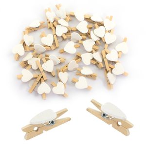 Oblique Unique 50 Mini Wäscheklammern Holz Miniklammern Deko Klammern - weiße Herzen