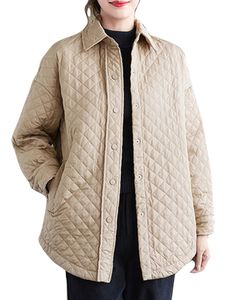 Frauen Mit Taschen Hemdjacke Winter Langarm Verdickte Jacken Single Breasted Revers Mantel, Farbe: Khaki, Größe: XL