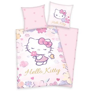 "Hello Kitty" Bettwäsche, 100% Baumwolle ( Linon ), 80x80 cm + 135x200 cm