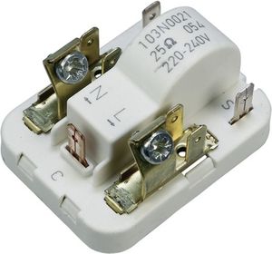 Danfoss 103N0021 Anlaufrelais Anlassvorrichtung Schweranlaufanlassvorrichtung Relais kompatibel für Bosch Siemens Neff Balay Constructa AEG Electrolux Zanker Zanussi Juno