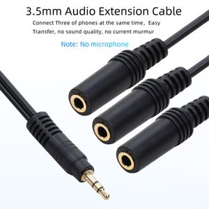 Audio -Erweiterungskabel Universal 1 bis 3 Wege PVC 3,5 mm 1 männlich bis 3 Audio -Splitteradapter für Kopfhörer