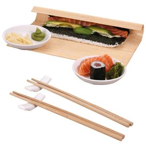 Excellent Houseware Sushi-Servierset Servierset für Snacks Vorspeisen weiß 7-teilig