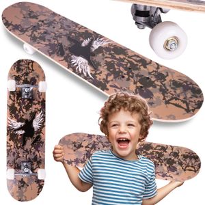 MalPlay Skateboard Deck Holzboard Doppelseitige MORO 77cm ABEC-5 Funboard Kinder Komplettboard