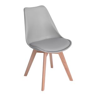 IPOTIUS 1er Set Esszimmerstühle mit Massivholz Buche Bein, Skandinavisch Design Gepolsterter Küchenstühle Stuhl Holz, Grau