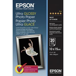 Epson Ultra Glossy Photo Paper - Fotopapier, glänzend - 100 x 150 mm 20 Blatt - für Expression Photo XP-55, 760, 860, 950| Stylus Pro 3880| WorkForce WF-2010, 2630, 2660