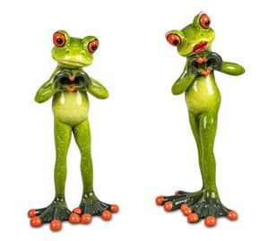 2er Set Formano Froschpaar verliebt mit Herz lustige Frösche 16cm Figur Dekoration