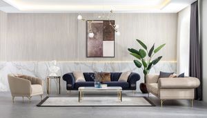 Blau-Beiges Sofagarnitur Luxus 3+3+1 Sitzer Design Couch Wohnzimmer