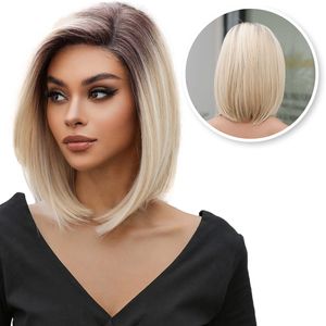 SassyGoods Luxury Blonde Lace Wig Ombre - Perücken Damen Langes Haar - Haarteil mit Netz - Haarteil - Drag Queen - Blonde Perücke - 35 cm