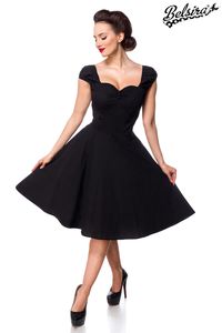 Belsira Damen Vintage Kleid Rockabilly Sommerkleid Retro 50s 60s Partykleid, Größe:4XL, Farbe:Schwarz