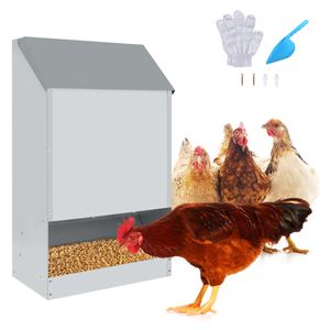 UISEBRT Hühnerfutter  Futterautomat 23kg Hühner Hühnerfutter Automat Verzinkter Stahl Hühnerfutterautomat Wetterfest Futterspender