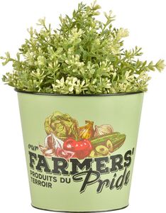 Esschert Design Farmers' Pride Blumentopf aus Zink, 16,0 x 16,0 x 14,2 cm