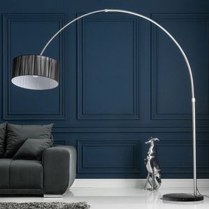 cagü: XL Design Bogenlampe LUMA Schwarz mit Marmorfuß Schwarz 205-225cm Höhe verstellbar Designklassiker