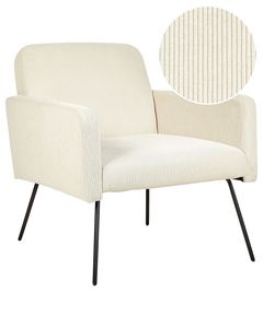 Sessel Beige aus Cord mit Metallgestell in Schwarz Modernes Retro Design für Wohnzimmer Schlafzimmer Flur