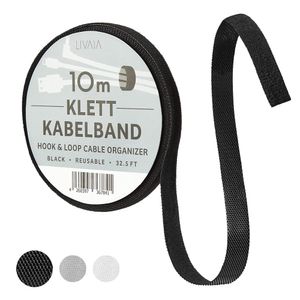 Klett Kabelbinder Wiederverschließbar 10m Klettband Kabelbinder Grau - Schwarz