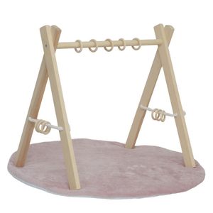 LuMali BABY GYM Spiel aus Holz mit einer zartrosa Spielmatte spielbogen Für Kleinkinder  Montessori Spiel Spielzeug Für Kleinkind Übung Baby Gym