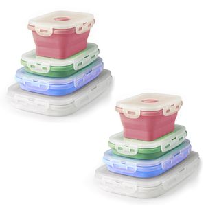 8er Set Silikon Lunchbox faltbar mit Deckel BPA frei Vorratsbehälter Frischhaltedosen Gefrierdosen Brotdose