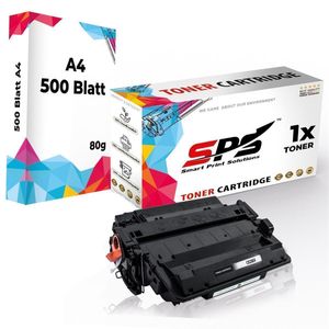 1x Toner 55X CE255X Schwarz Kompatibel für HP Laserjet P3015 + DIN A4 Druckerpapier 500 Blatt