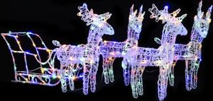 vidaXL Weihnachtsdekoration Rentiere & Schlitten 280x28x55 cm Acryl