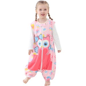 Dětské pyžamo bez rukávů - bavlněný spací pytel se zipem u nohou - zimní pyžamo, 1-6 let M Sova