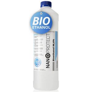 Nanoprotect Bioethanol 96,6% | 1 Liter | Flüssiger Ethanol Brennstoff für Indoor Kamin und Tischfeuer | Reiner Ethylalkohol als Lösungsmittel | Geprüfte Premium Qualität…