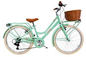 Mädchenfahrrad Dolce Vita by Canellini ROMA 24" 6V mit korb - Hellgrün