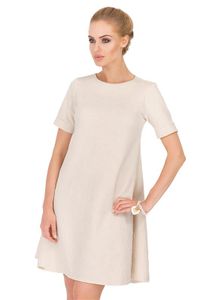 Kleid mit Struktur Trapez Kleid Minikleid, Gr. S M L XL, M197 Beige S/36