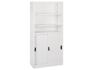 BELIANI Büroschrank Helles Holz / Schwarz 117 x 80 x 40 cm Abschließbar mit Schlüssel Offenes Fach Aktenschrank Schrank für Wohnzimmer Büro Homeoffice