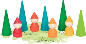 goki 58468 Trpasličí lesní trpaslík Ø 3 cm, V= 6,5 cm, dřevo, 9 kusů