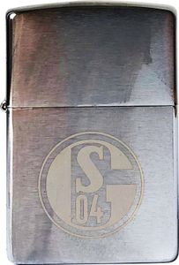 Zippo Schalke 04 Feuerzeug chrom satin Gravur Logo Sturmfeuerzeug