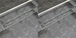 Möbel Lineare Duschrinnen 2 Stk. 830 x 140 mm Edelstahl DE23052