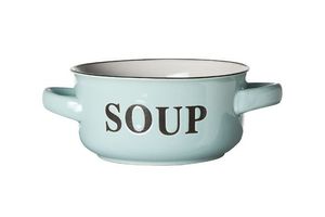 Soup Bowl Light Blue D13.5xh6.5cmwith Text Soup-  Handles 47cl (6er Set)