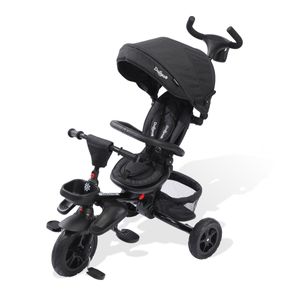 Daliya® 5in1 Dreirad Kinderdreirad Kinder Lenkstange Fahrrad Baby Kinderwagen Buggy Vollgummiräder (Aufbau ohne Schrauben ) - Schwarz