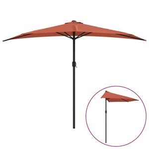 vidaXL Balkon-Sonnenschirm Alu-Mast Terrakotta 300x155x223cm Halbrund