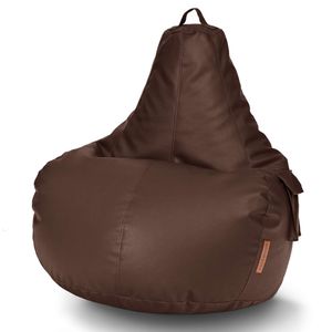 Leder Cozy Sitzsack - Dunkelbraun