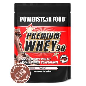Powerstar PREMIUM WHEY 90 | 90% Protein i.Tr. | Whey-Protein-Pulver 850 g | 55% CFM Whey Isolat & 45% CFM Konzentrat | Eiweiß-Pulver Chocolate