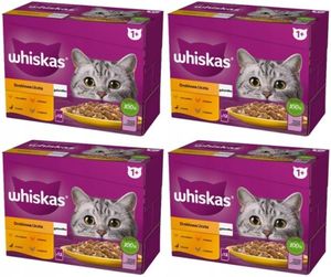 Whiskas Katzenfutter nass Geflügel Auswahl in Gelee 48 Portionsbeutel à 85g (4-er Pack)