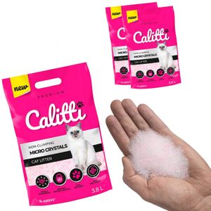 Calitti - Micro Silikat Katzenstreu | Premium Crystals Silikatstreu | Antibakteriell Katzensand | 2-er Set 2 x 3,8 L = 7,6 L