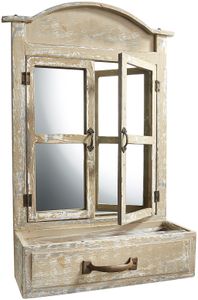 Kobolo deco okenní rám dřevěná okenice - se zrcadlem - zásuvka pro výsadbu