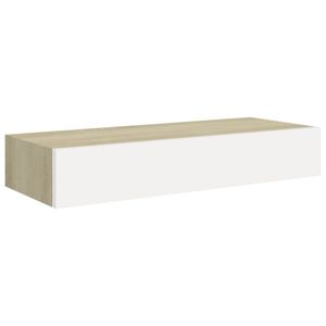 vidaXL Wandregal mit Schublade Eichen-Optik und Weiß 60x23,5x10 cm MDF