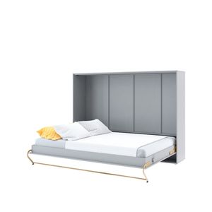 Nástěnná postel Skříňová postel CONCEPT PRO CP-04 Horizontal 140x200 GREY MATT Nástěnná sklápěcí postel, skříňová sklápěcí postel, skříň s integrovanou sklápěcí postelí, funkční postel